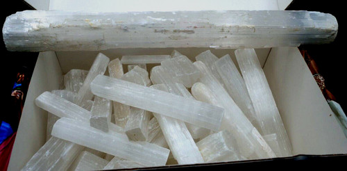 Natural selenite logs rough - natural,